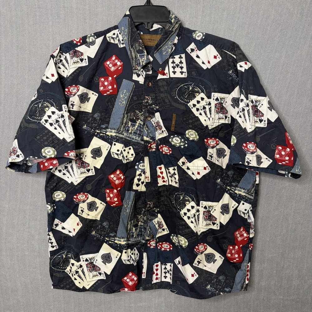 Clearwater Outfitters Size XL Button Up Poker Cards Las Vegas Gambler Shirt
